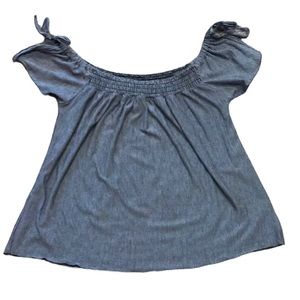 Blue and White Striped American Eagle Outfitters Off the Shoulder Shirt